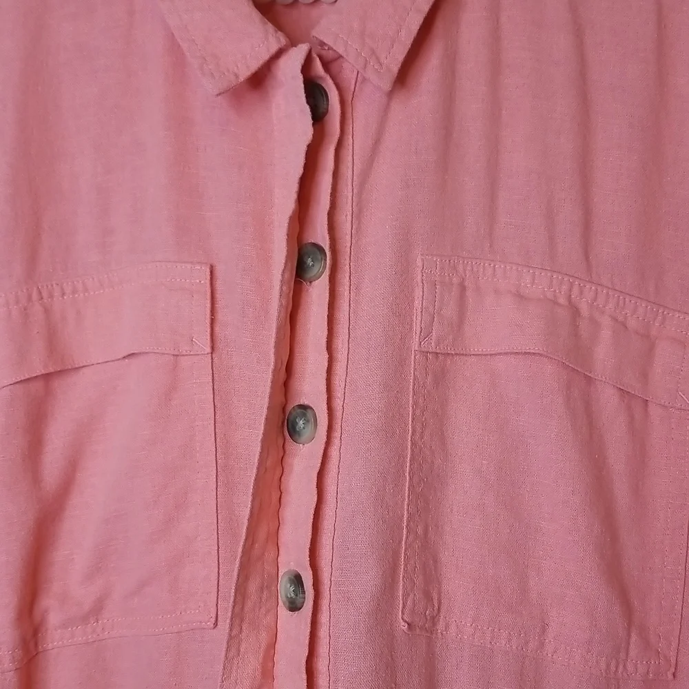 Universal Thread Womens Coral Pink Linen Blend Shortsleeve Romper Shorts Size 14 - Picture 3 of 11